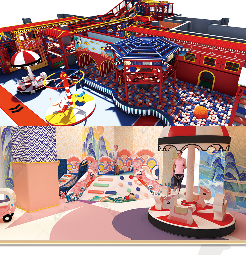 國(guó)風(fēng)設(shè)計(jì)風(fēng)格的兒童樂園，注意中國(guó)歷史文化風(fēng)格，是古代風(fēng)格與現(xiàn)代風(fēng)格結(jié)合的親子樂園