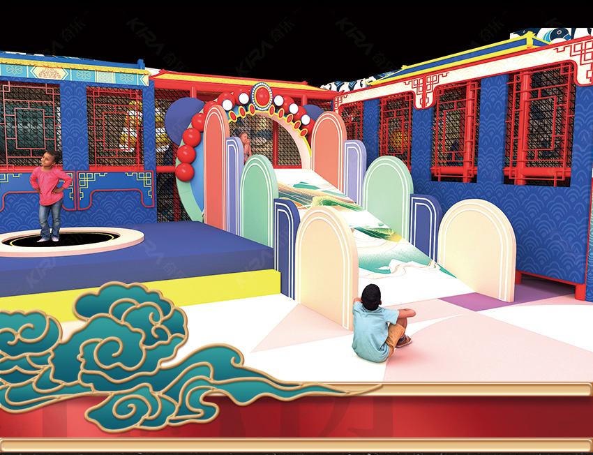 特別是在傳統(tǒng)節(jié)日中，在這樣國(guó)風(fēng)的兒童親子樂園中游玩，更有氛圍。